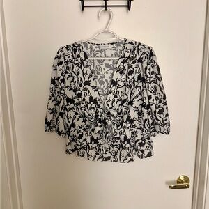 Lucy Paris Black and White Floral Blouse